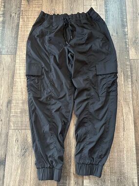 Eddie Bauer Pants Womens Med Black Jogger Cargo Ripstop Drawstring Waist Trail